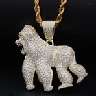 Классическое модное животное Горилла ожерелье высокое качество металлический камень кулон ожерелье ювелирные изделия