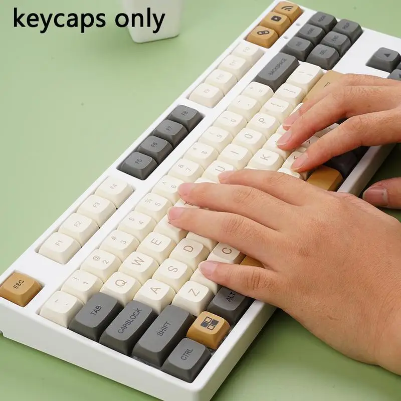 

125 клавишные колпачки XDA высота PBT сублимационные механические колпачки клавиатуры минималистичные белые для игр коричневые колпачки клави...