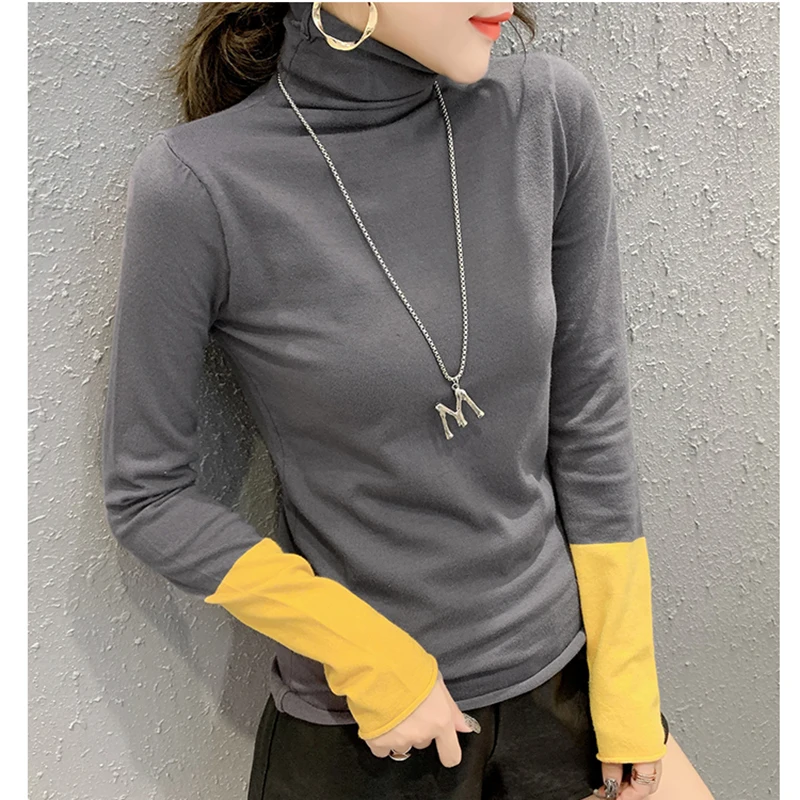 

Poleras де Mujer Moda 2019 Harajuku футболка с длинным рукавом Женская хлопковая трикотажная Футболка для девочки Леди Топы с высоким, плотно облегающим ш...