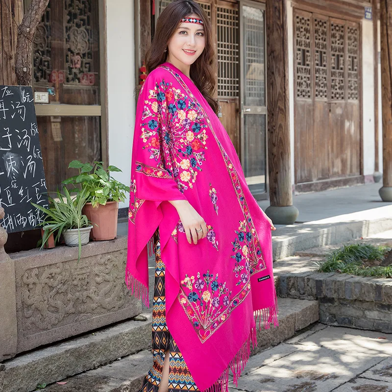 

2020 Scarf For Women Winter Embroidery Neck Cashmere Scarves Lady Shawl Wrap Female Foulard Blanket Tassel Bandana Femme Hijab