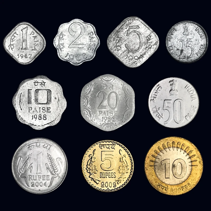

India Full Set 10 New Genuine Original Coins 100% Real Collect Issuing Coins Unc Aisa