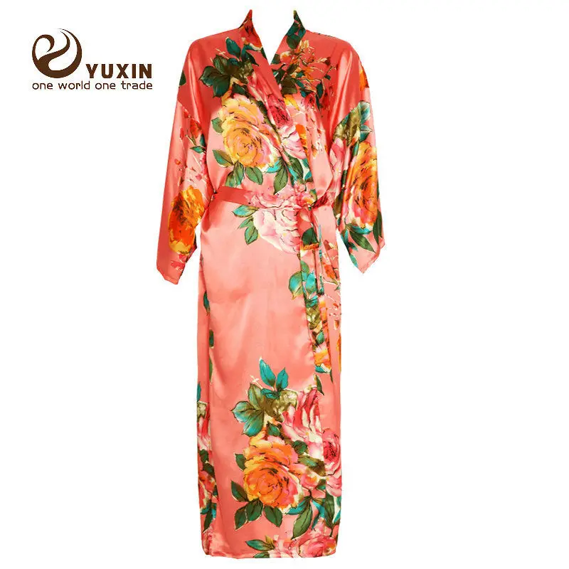 Длинный Цветочный халат кимоно для невесты женский ночное платье женская одежда