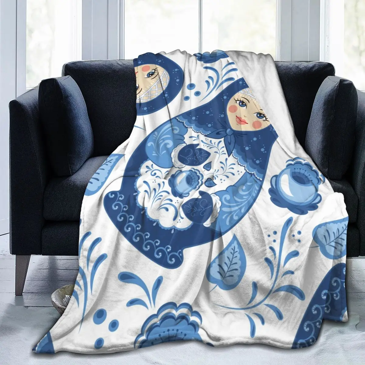 

Cute Russian Doll Soft Blankets For Bed Couch Sofa All Season Warm Flower Fleece Blanket Dropship Decorative Flannel Throws
