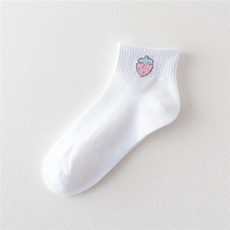 Ankle socks 6 Милые фрукты овощи узорчатые хлопчатобумажные носки теплые, мягкие женские Носки apple клубника арбуз персики типа "банан" Сосна apple Sokken - Цвет: Ankle socks 6