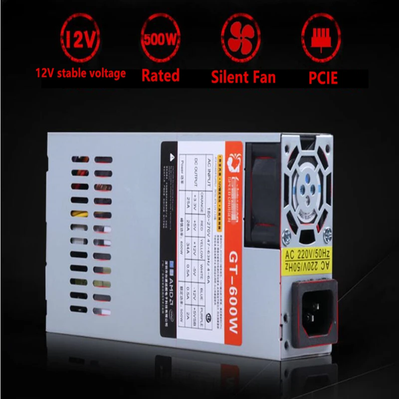 PSU для SpeedCruiser ATX 12V поддержка GPU FLEX NAS Малый 1U 500W источник питания GT-600W