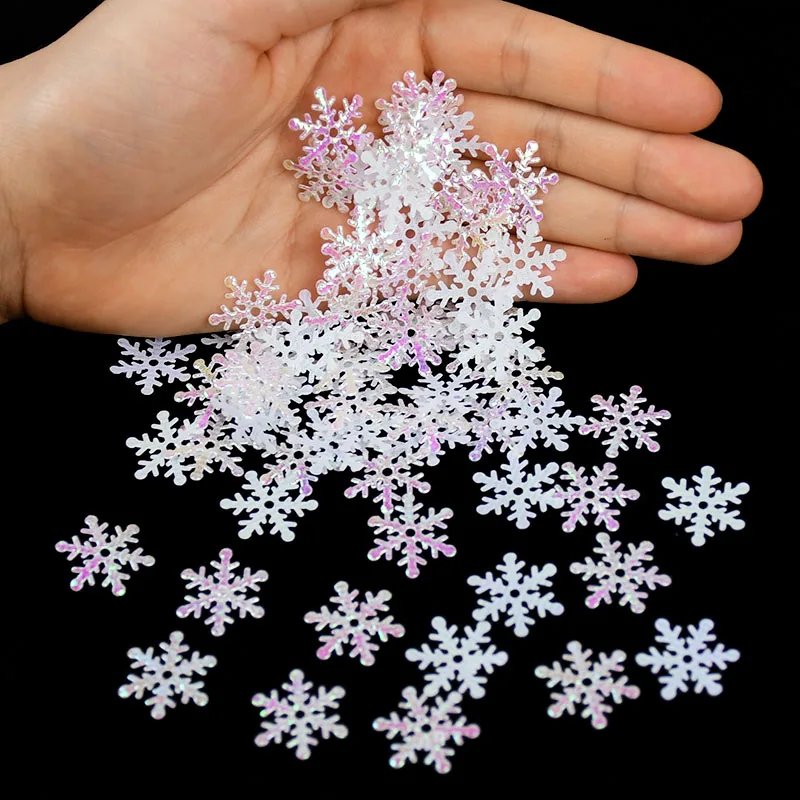 

1Bag 2cm Christmas Snowflake Confetti Gold Silver Colorful Snowflake Appliques for Wedding Festival Party Home Table Decorations