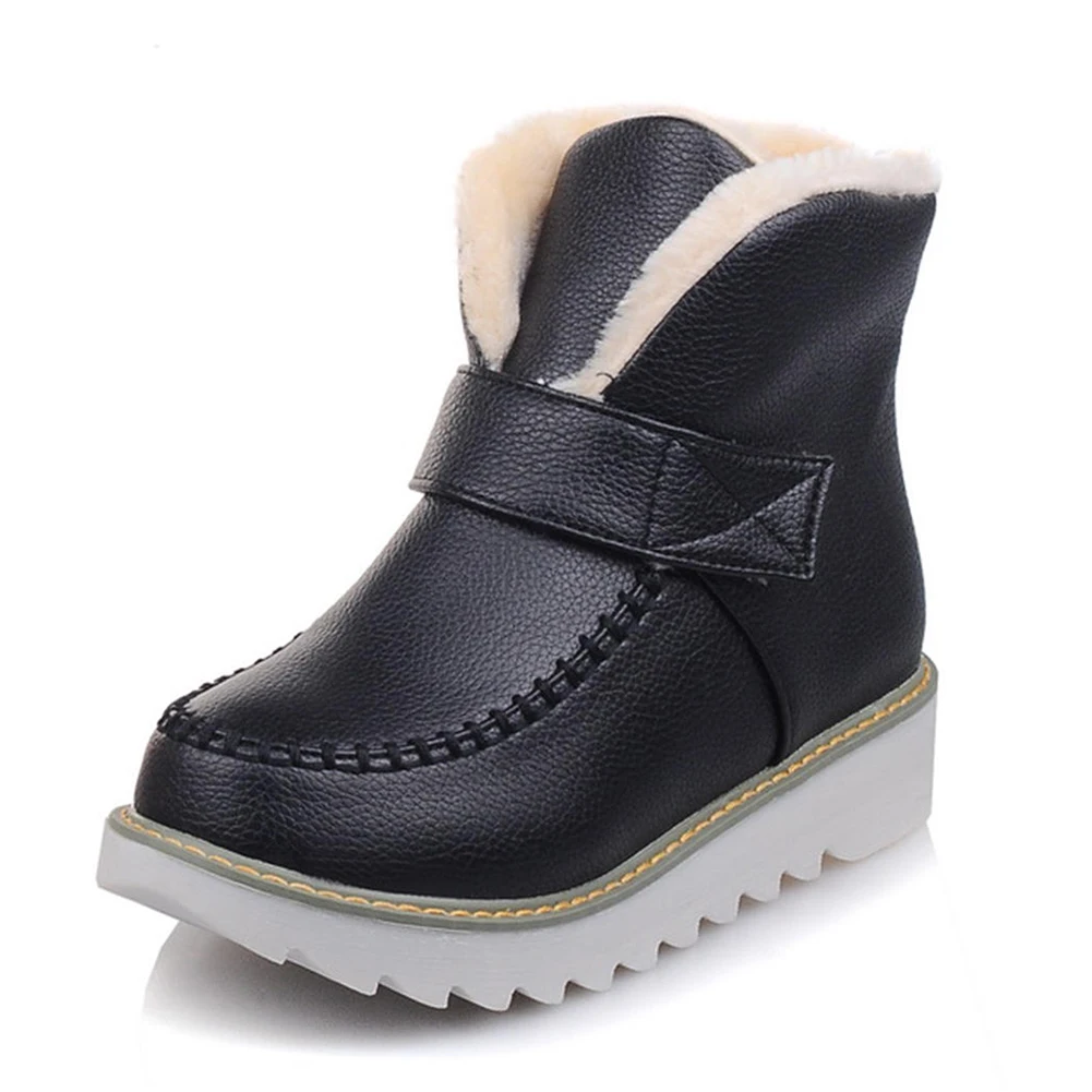 black style 3 BONJOMARISA,, размеры 34-43, женские зимние Нескользящие ботильоны г. Женские теплые плюшевые ботинки на платформе повседневная женская обувь на танкетке - Цвет: black style 3