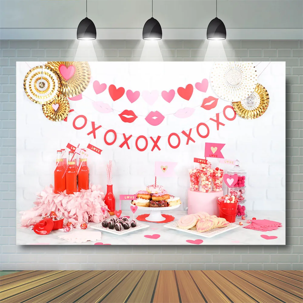 

Valentine's Day Cake Smash Photography Background Rose XOXO Theme Backdrop Gift Flower Dating Decor Lover Party Photo Studio