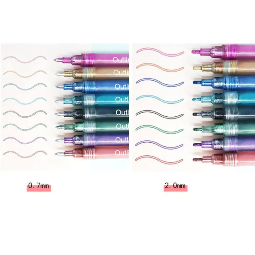 Outline Marker Double Line Pen Journal Pens Colored Permanent Coloring Sketching Card Make Amateurs Professionals #B | Канцтовары для
