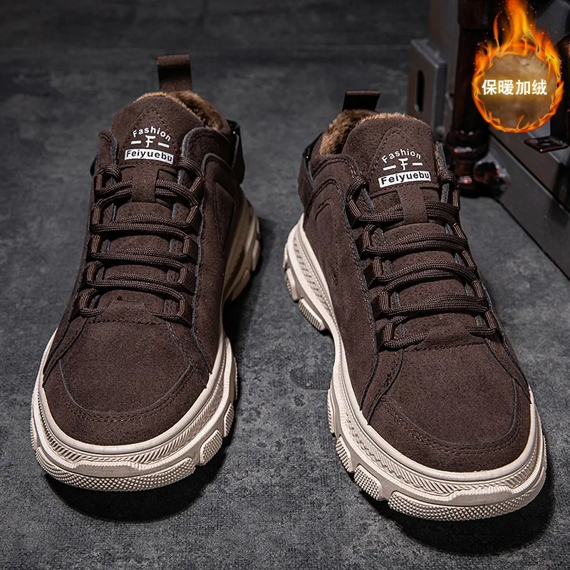 

Мужские кроссовки с бархатной подкладкой, черные повседневные теплые кроссовки на толстой подошве, зима 2019