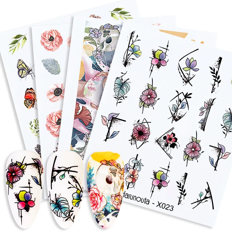 

1 Pc Flower Butterfly Nail Stickers Decals Animal Leaves Plant Pattern Manicure Sticker Nail Art Decoration Autumn Winter Beauty