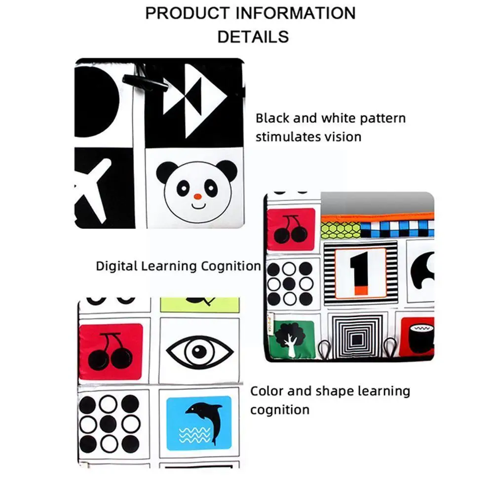 

Tummy Time Floor Mirror Visually Inspire Black and 0-3 Gift Mirror Educational Baby White Toys Old Years A0X6