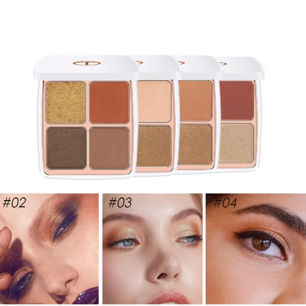 New 4-Color Matte Shimmer Glitter Eyeshadow Palette Makeup Waterproof Long Lasting Eyeshaow Cosmetics For Women Beauty |