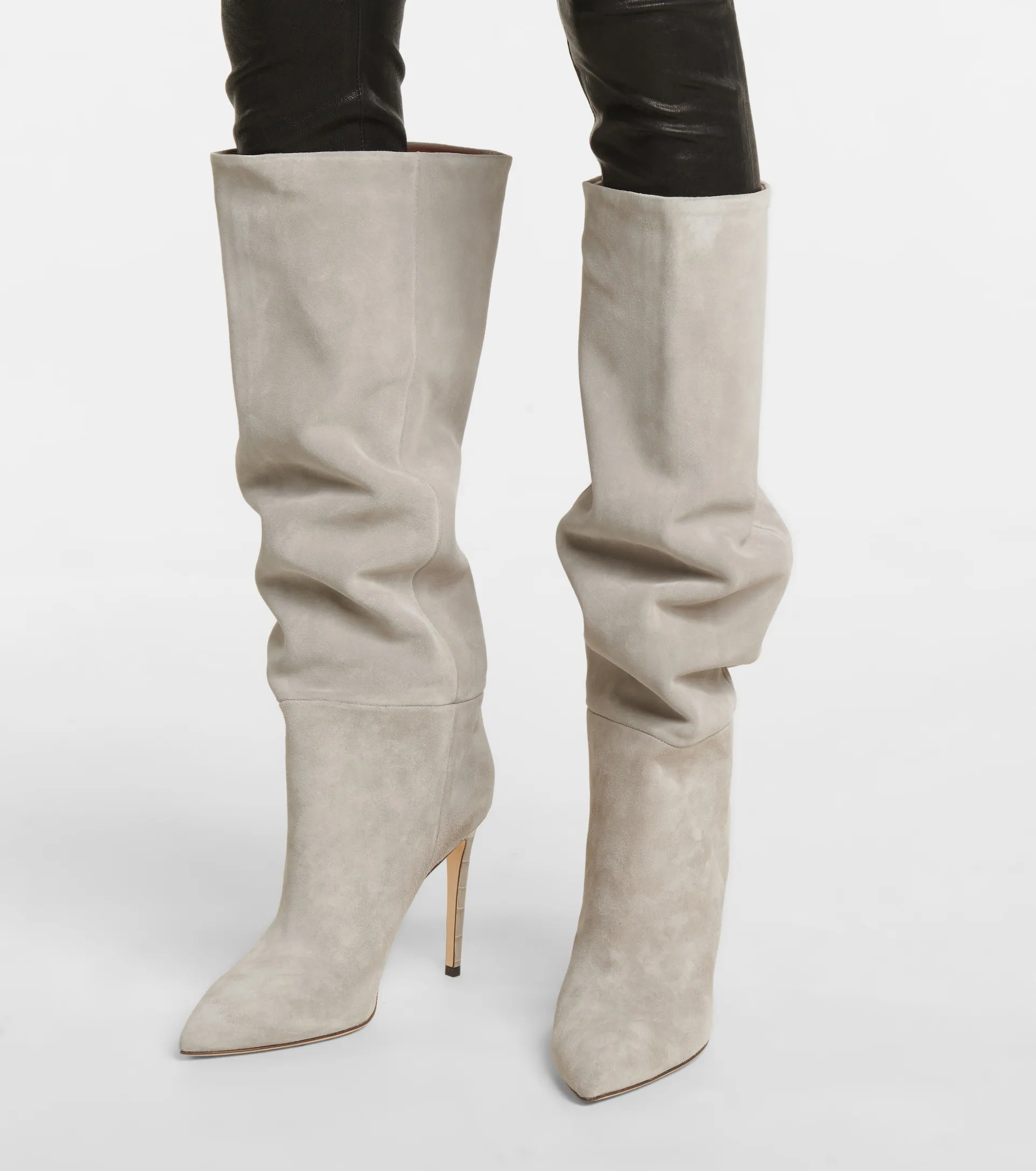 Брендовые женские сапоги до колена с узором под крокодила модные на каблуке