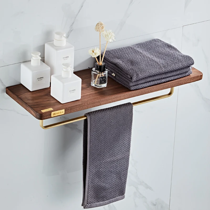 

Bathroom Accessories Set Wood & Coppe Paper Holder Soap dish Towel Rack Corner Shelf Toilet Brush Holder Bath Hardware Set