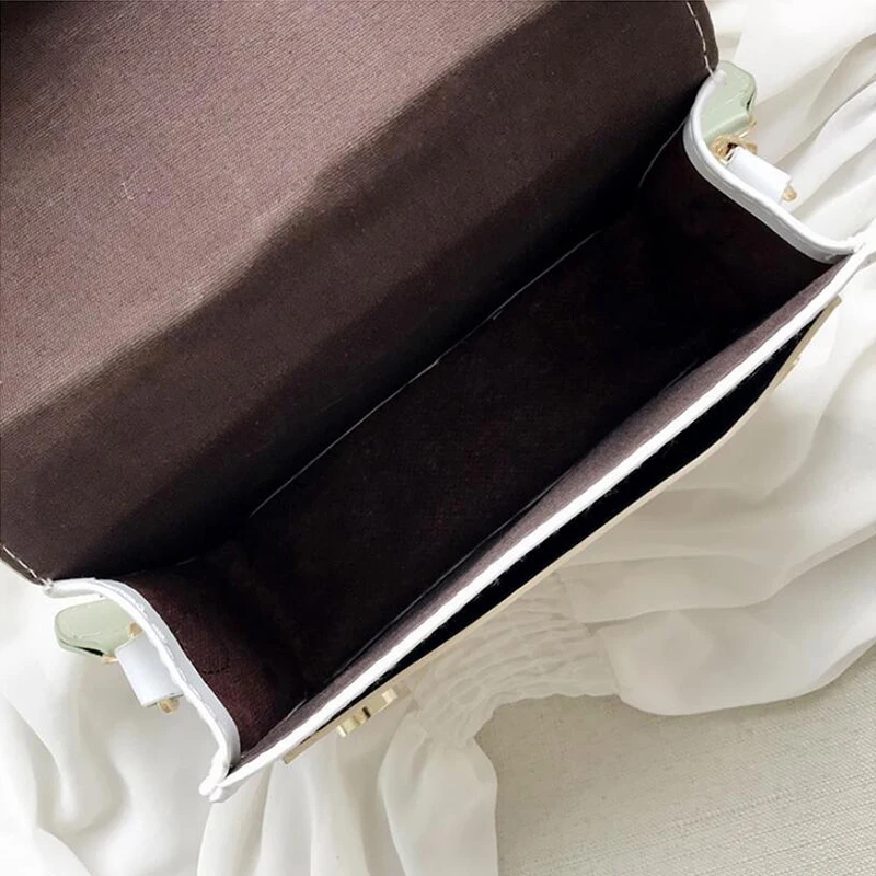 

Lady's Handbag Pu Chain Small Square Bag Female 2021 New Korean Version Of The Contrast Color Flap Bag Wild Fashion Shoulder Bag