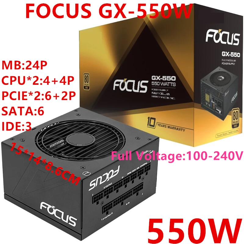 

New PSU For SeaSonic ATX 80plus Gold Full Module RX2070 RX5700 Rated 550W Peak 650W Power Supply FOCUS GX-550W FOCUS+650FX
