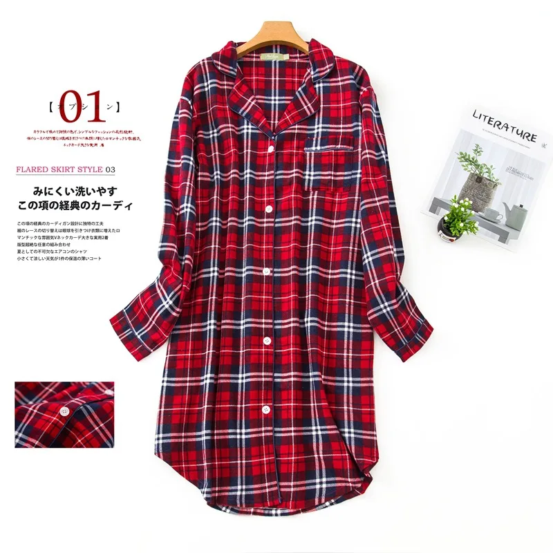 Plus size long sleep dress women sleepwear winter warm cotton long sleeve nightgowns Women pyjamas night long dress