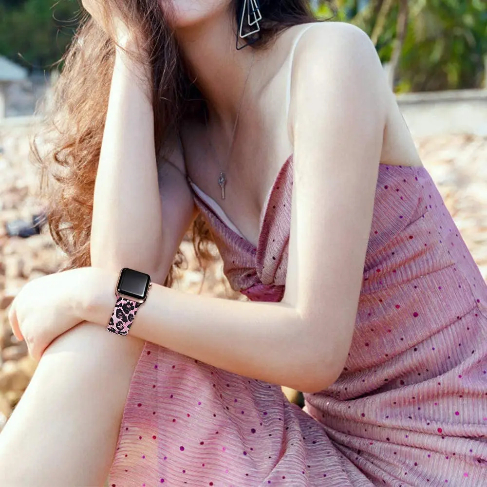 

Italy Plaid Strap For Apple Watch Band 40mm 44mm 38mm 42mm Genuine Leather Wristband Bracelet Belt Iwatch Series 6 SE 5 4 3