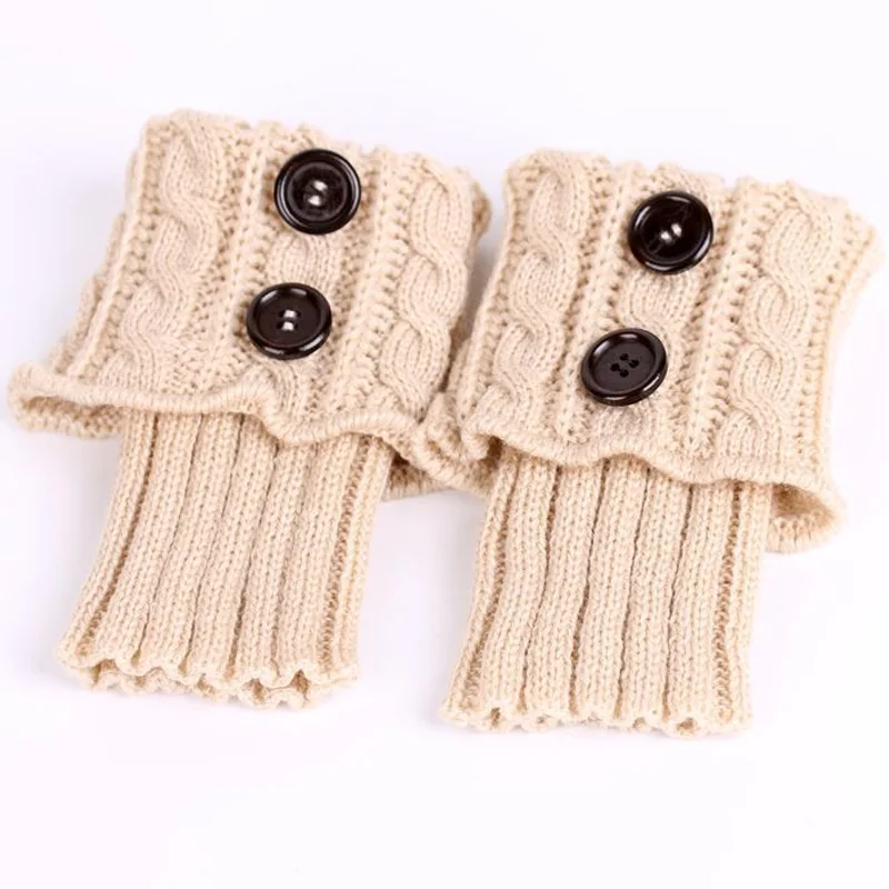

Fashion Double Button Cable Knitted Boot Cuff Short Leg Warmer Womens Boot Socks Knitted Twist Fashion Boots Accessories