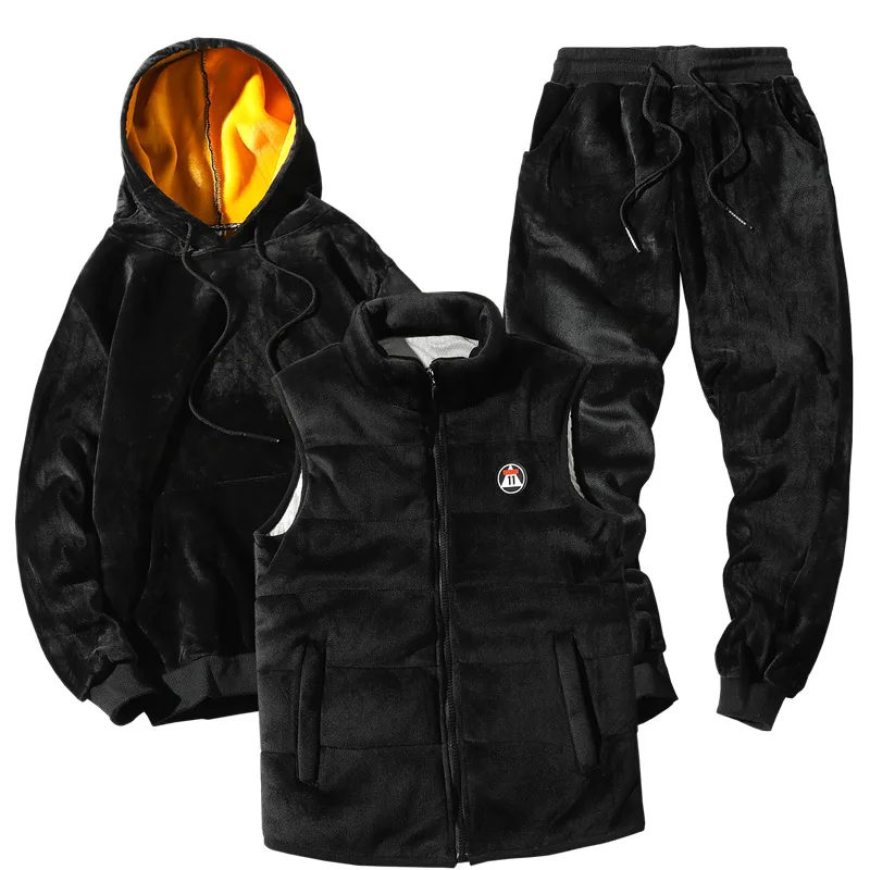 Новый Зимний плюшевый толстый двухслойный Бархатный спортивный костюм мужской