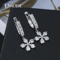 umode fashion flowers top grade aaa cz white gold color hoop earrings for women anti allergic jewelry boucle doreille ue0778