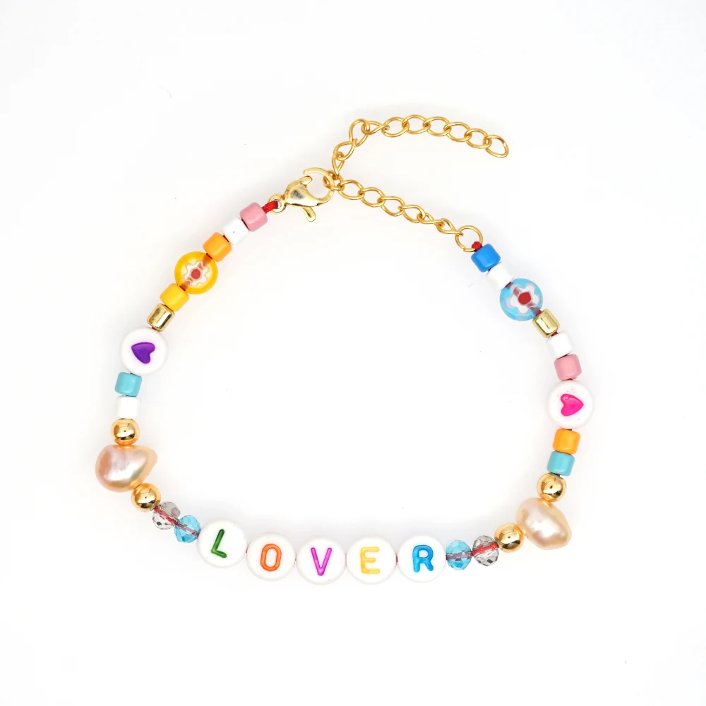 Модный браслет с надписью boho Радужный Браслет из бисера Пресноводный Жемчуг |