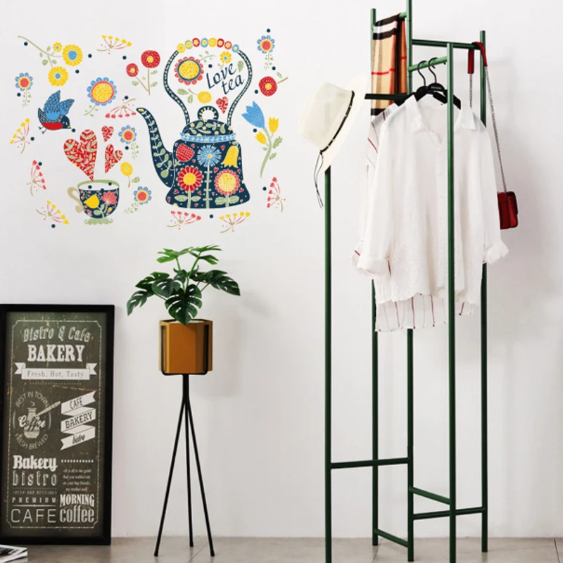 Настенные Стикеры с рисунком заварочного чайника искусство гостиной украшение