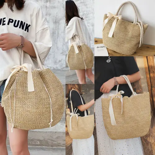 Модная женская Плетеная соломенная сумка из ротанга плетеная корзина летняя