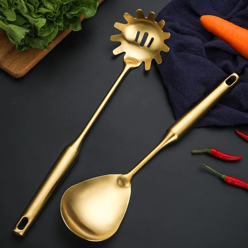 

304 Stainless Steel Cookware Kitchenware Set Cooking Spoon Spatula Soup Colander Cookware Kitchen Tool Accessories Gift Set