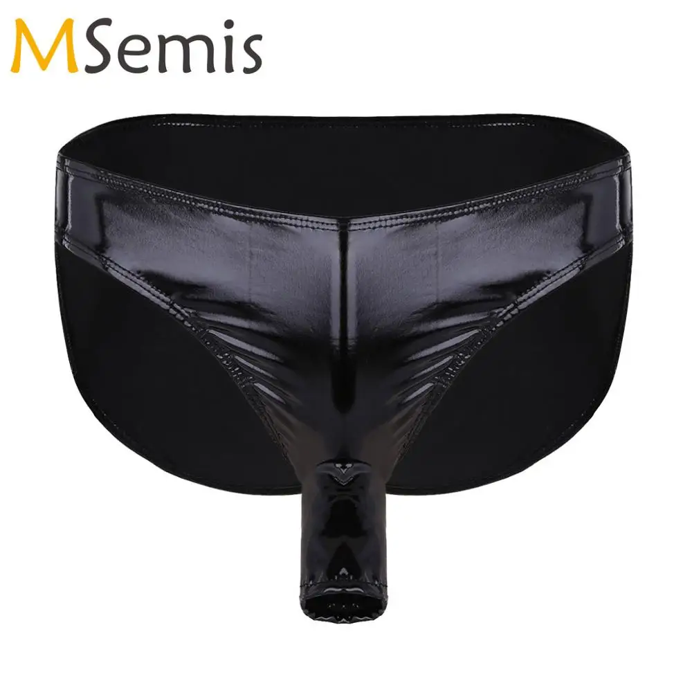 Мужское нижнее белье сексуальные трусы с открытым пенисом латексные мужские