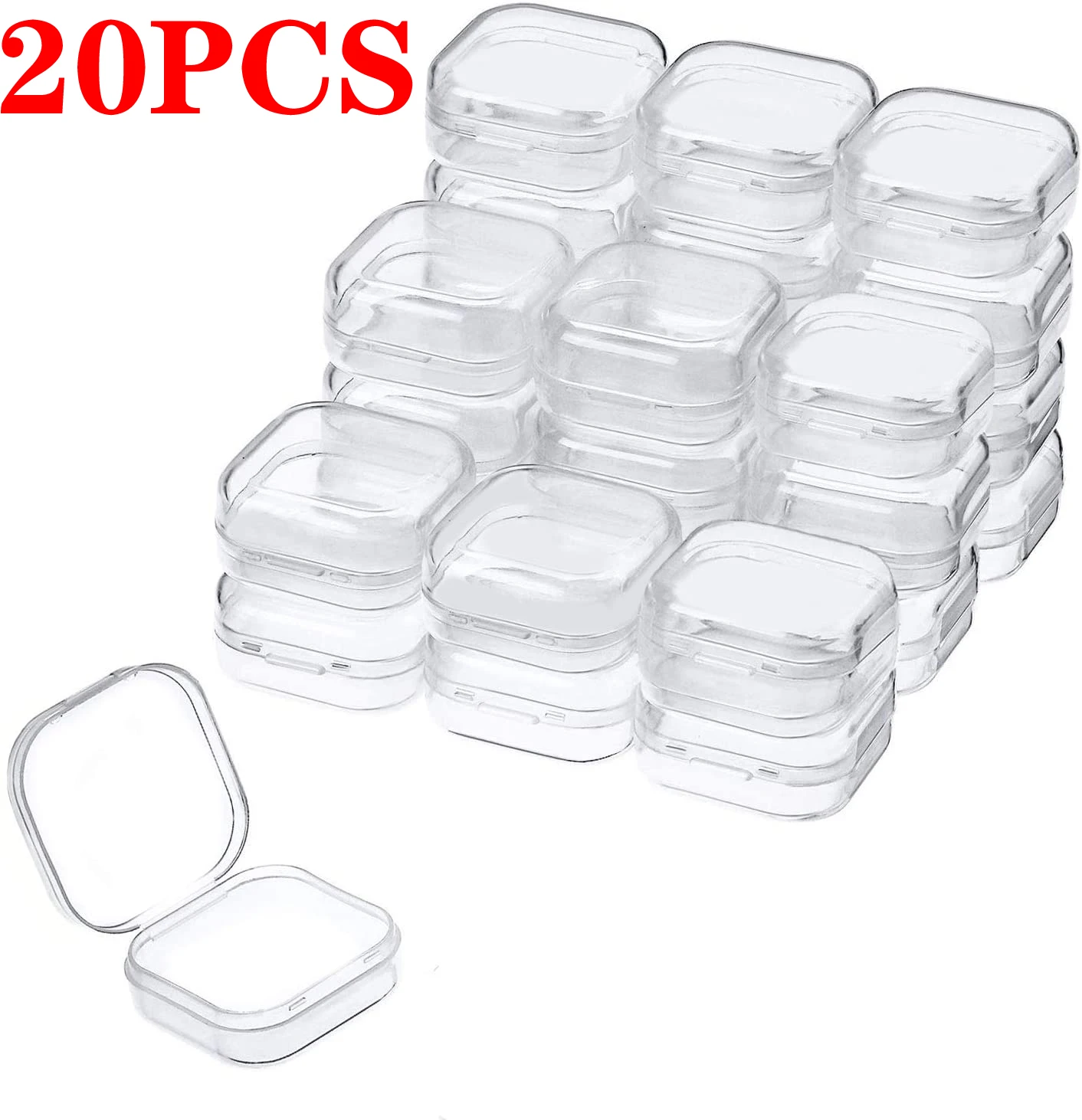 1-20 шт. маленькие квадратные прозрачные пластиковые коробки, коробка для хранения ювелирных изделий, контейнер для хранения чехлов, коробка для хранения сережек