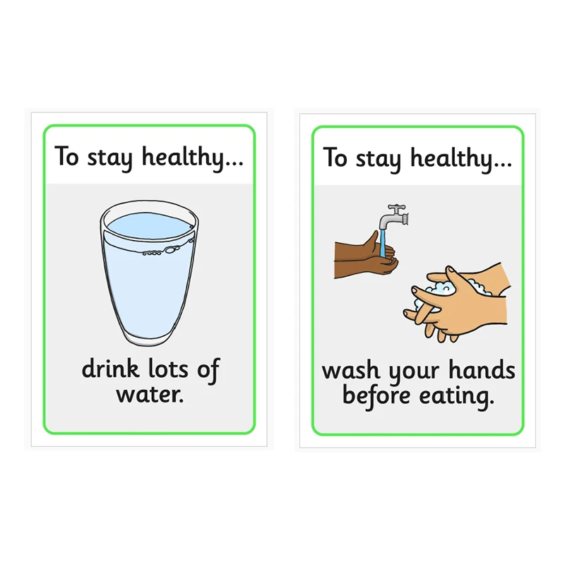 10 шт. английские детские флэш-карты хорошие привычки чтобы сохранить здоровый А4