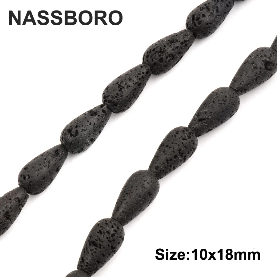 

Прямая Черная Лава бусины Натуральный камень 10x18 мм семена маркиза Форма из вулканической породы незакреплённые бусины для плетения брасле...