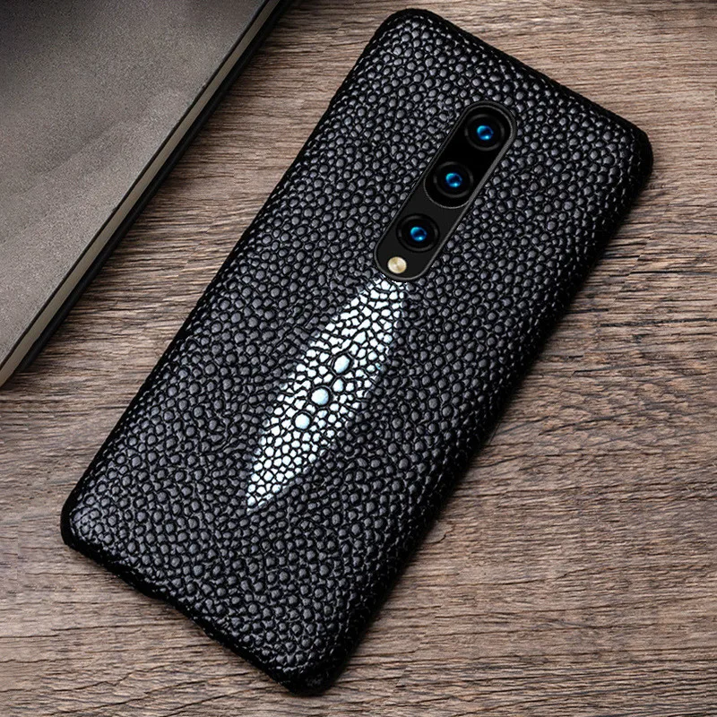 

Genuine Stingray Leather Case for Oneplus 9 Pro 8T 8 Pro shockproof Pearl Fish Texture Case One Plus Nord 7T 7 Pro 6T 6 5T Cover