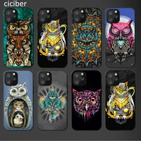 cartoon owl cover for iphone 12 pro 11 pro max se 2020 x xr xs 7 8 6s plus phone cases matte black tpu soft coque capa funda