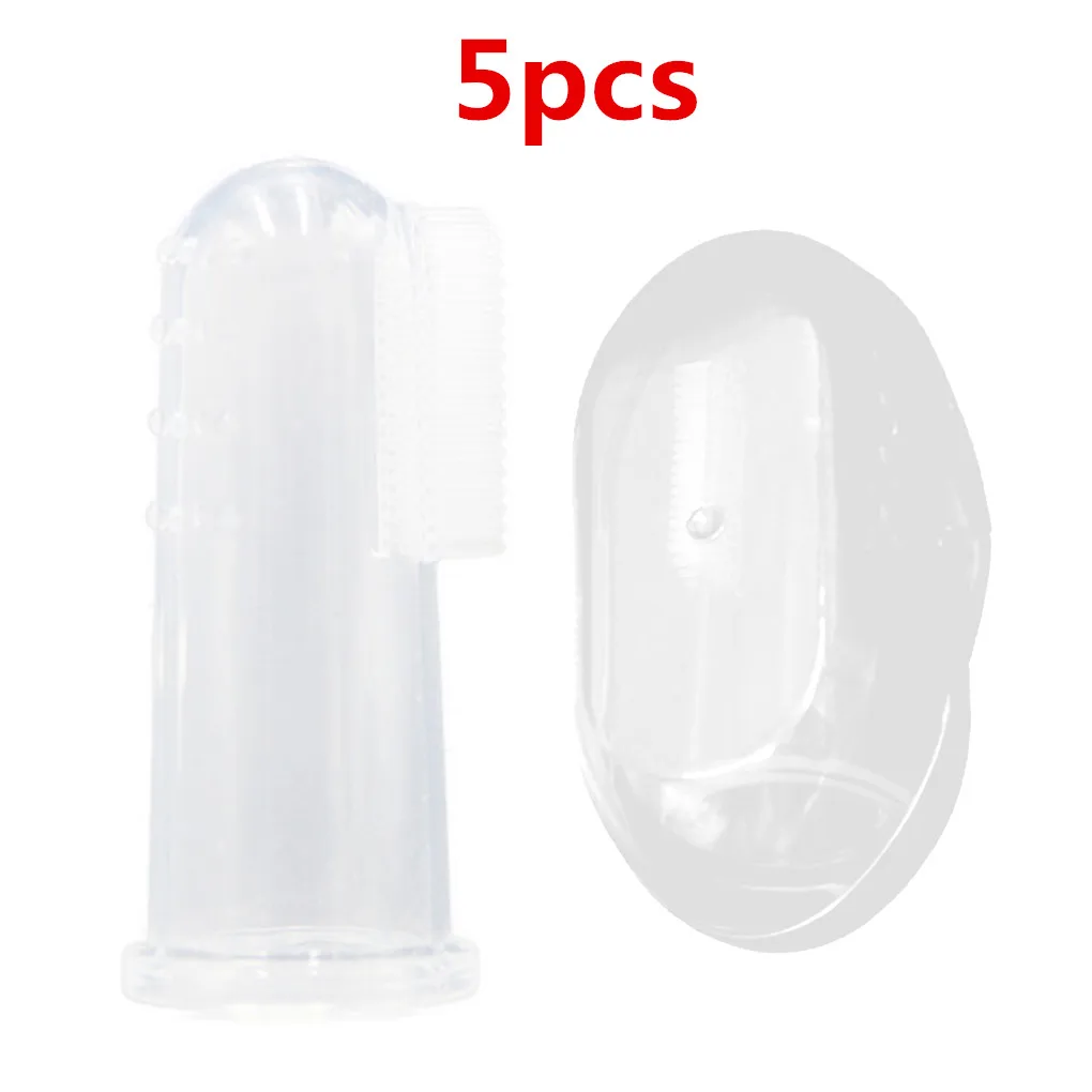 5PCS white 1 шт./3 шт./5 шт./10 шт., детская зубная щетка для пальцев, Детская Мягкая Силиконовая зубная щетка для пальцев, резиновая Массажер для зубов - Цвет: 5PCS white