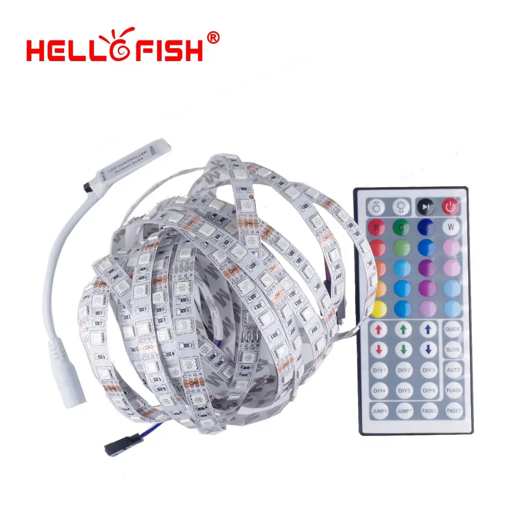 Hello рыбы 5 м двойной Слои печатной платы 5050 RGB 300 и 24 ключ контроллер комплект