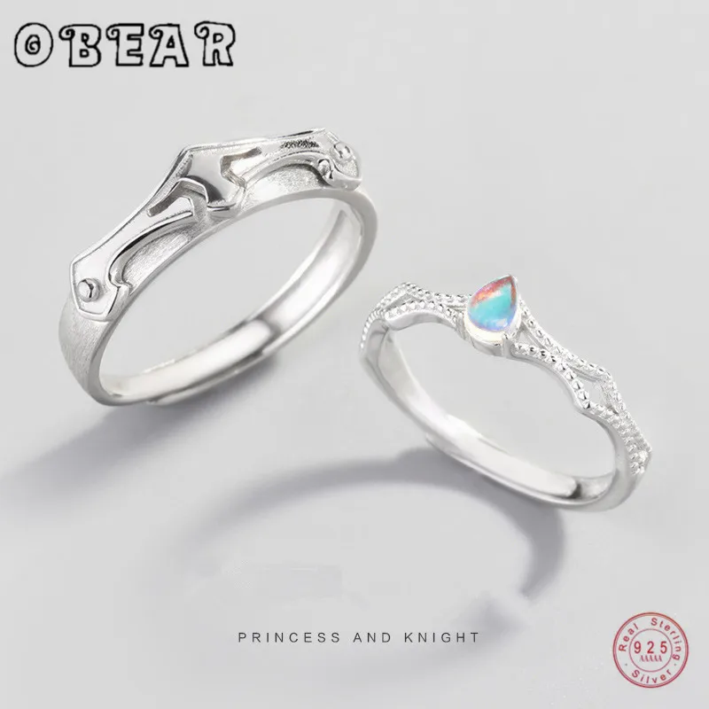 OBEAR парные кольца из серебра 100% пробы в виде принцессы и рыцаря|Кольца| |