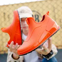 Luxury Brand Boys Orange Rain Boots Waterproof Stylish Slip On Galoshes Male Height Increasing Ankle Spring Boots for rainy day