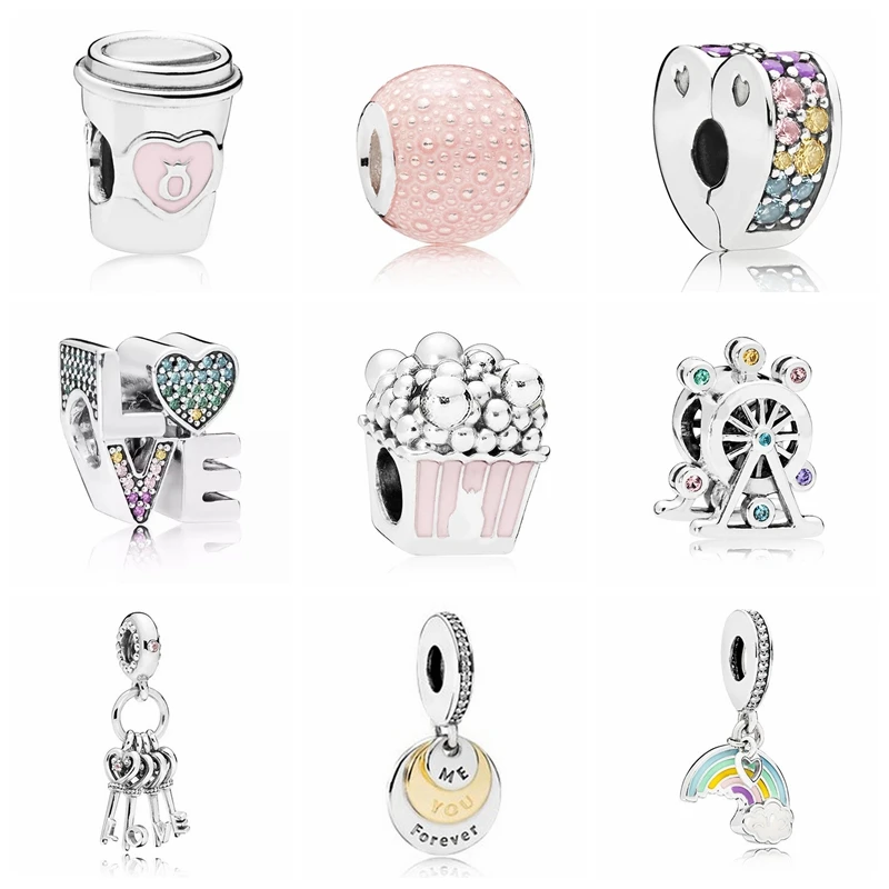 

Women Roung Charms Genuine 925 Sterling Silver Heart Charm Beads Fit Original Bracelet Pendant Authentic Jewelry