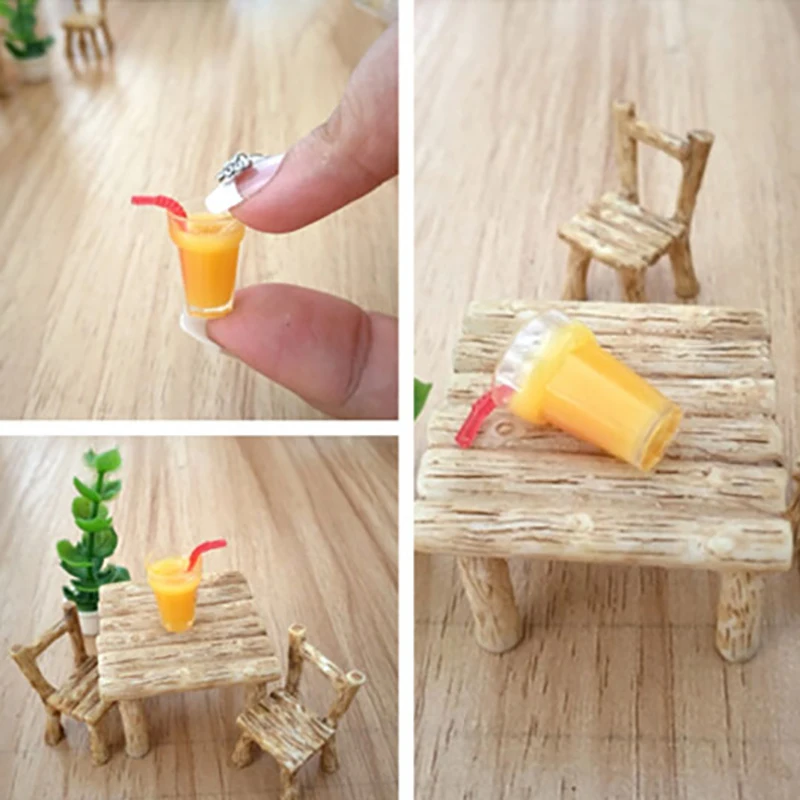 

1:12 Dollhouse Mini Resin Mini Cup Orange Juice Drink Cup Miniature Dollhouse Accessories Cups Toy Gifts