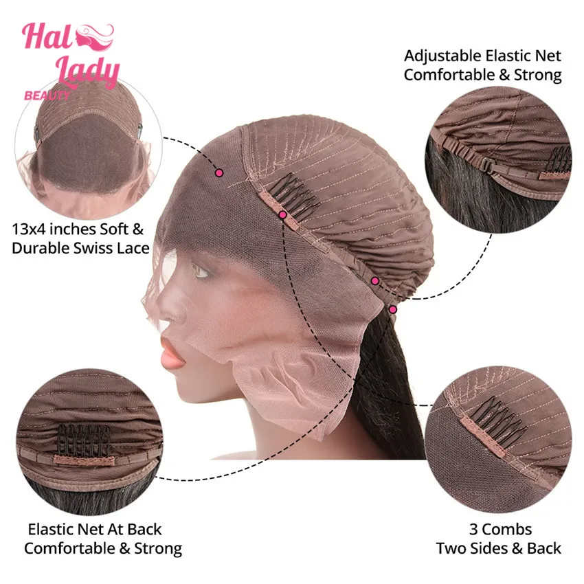 Halo Lady 13*4 волнистые парики из натуральных перуанских натуральных волос для черных женщин, не Реми