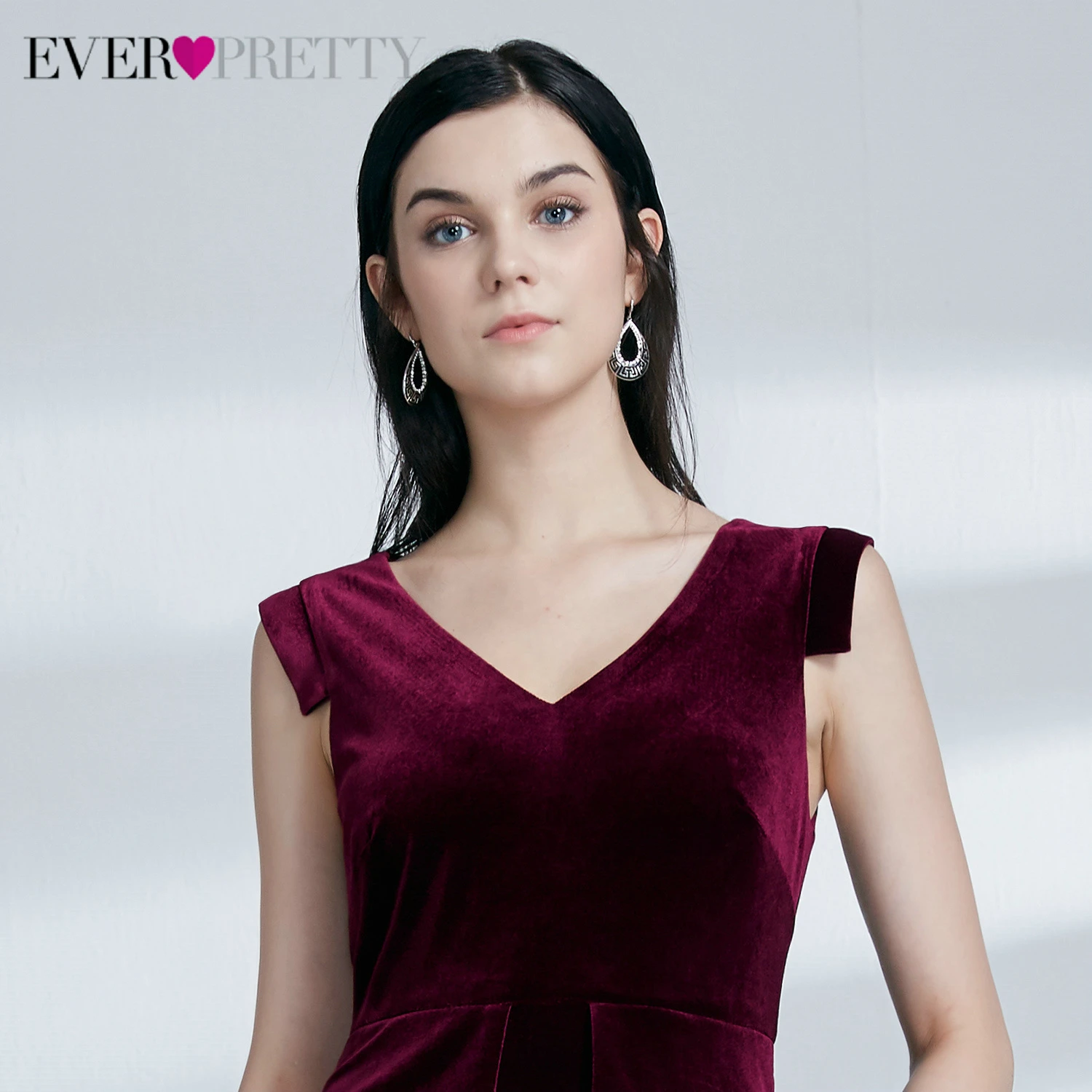 Велюровые бордовые Короткие коктейльные платья Ever Pretty Русалка v-образным вырезом без рукавов сексуальные вечерние платья Vestido Coctel Corto