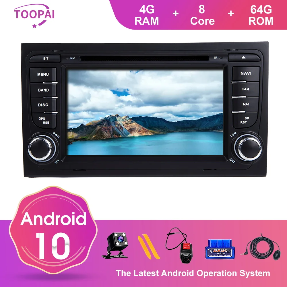 

TOOPAI Android 10 For Audi A4 S4 2002-2008 Auto Radio Stereo Head Unit GPS Navigation Car Multimedia Player DVD CD SWC 4GB 64GB