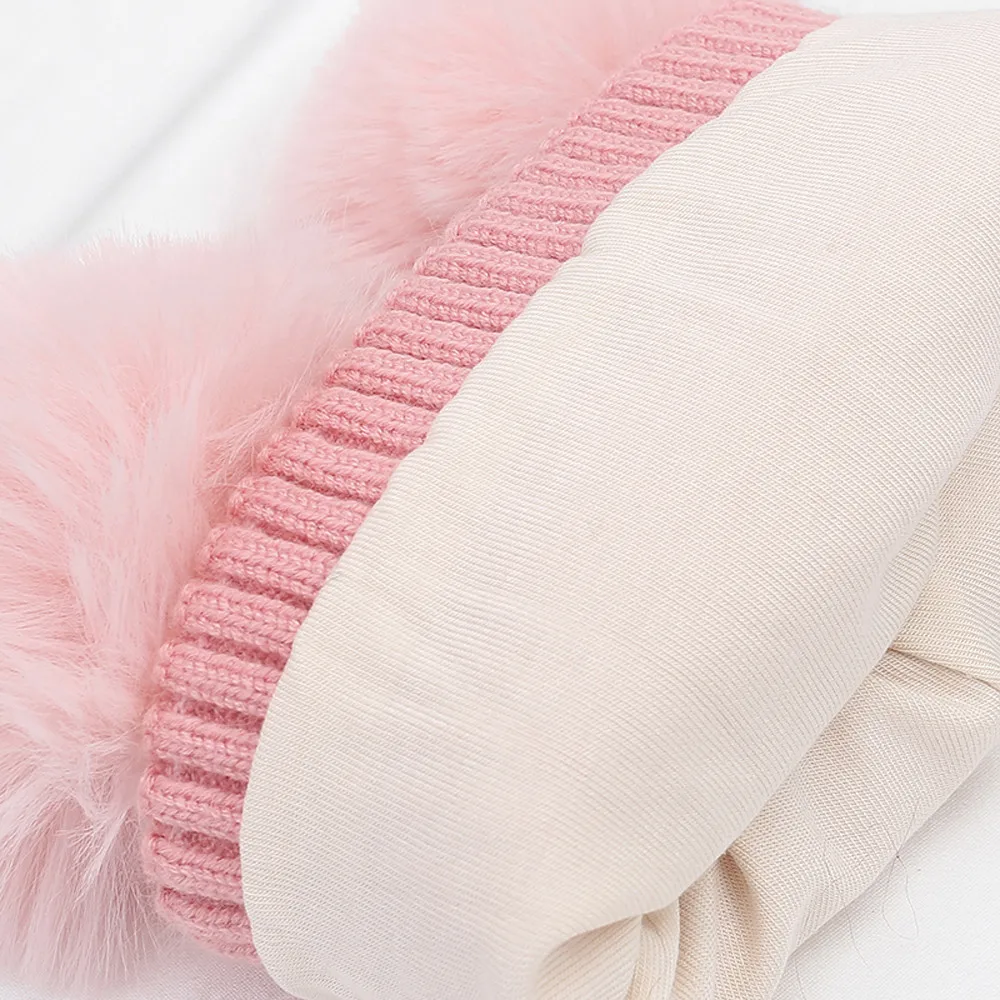 

New Newborn Baby Kids Girls Boys Winter Warm Knit Hat Furry Balls Pompom Solid Warm Cute Venonat Knited Woolen Headgear Beanie