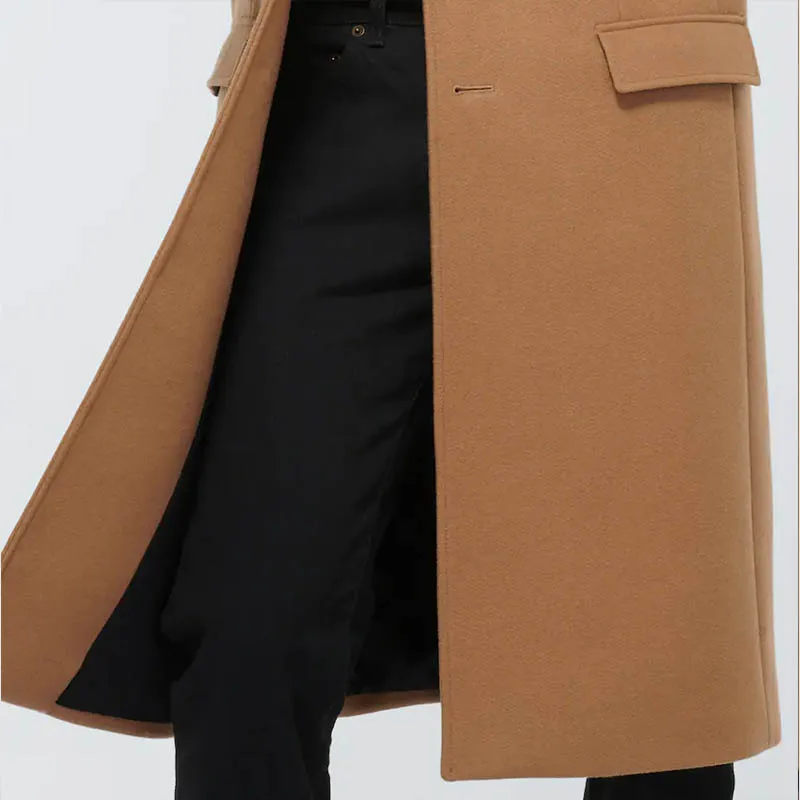 Мужское Свободное длинное кашемировое Прямое пальто новинка зимы 2021 мужское