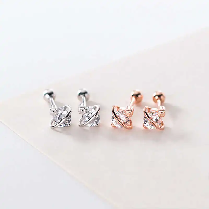 

PONYKISS Genuine S925 Sterling Silver Cute Planet Zircon Stud Earrings for Women Party Delicate Elegant Accessory Romantic Gift