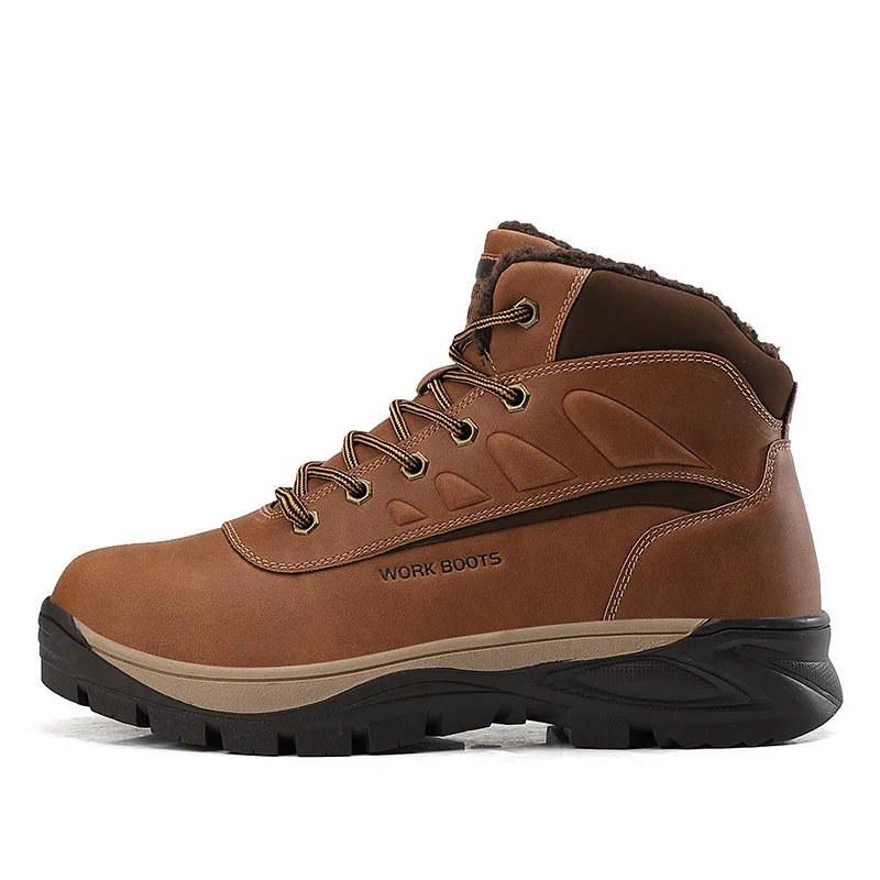 

HMXO Winter Men's Cotton Shoes Outdoor Leisure Snow Boots Men Plus Velvet Thick Warm Hiking Boots