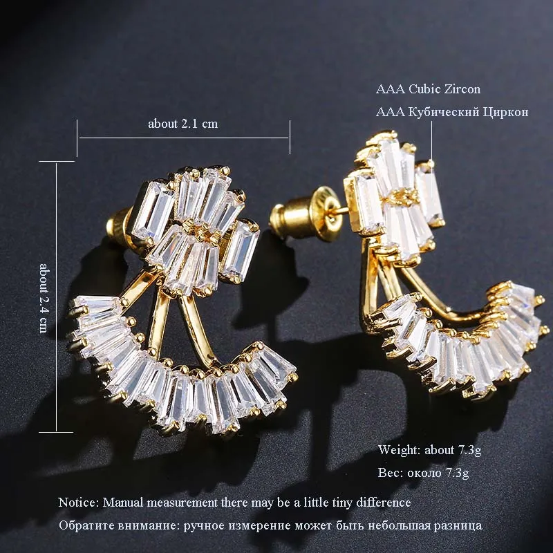 UILZ модные блестящие серьги гвоздики с кубическим цирконием ААА для женщин и